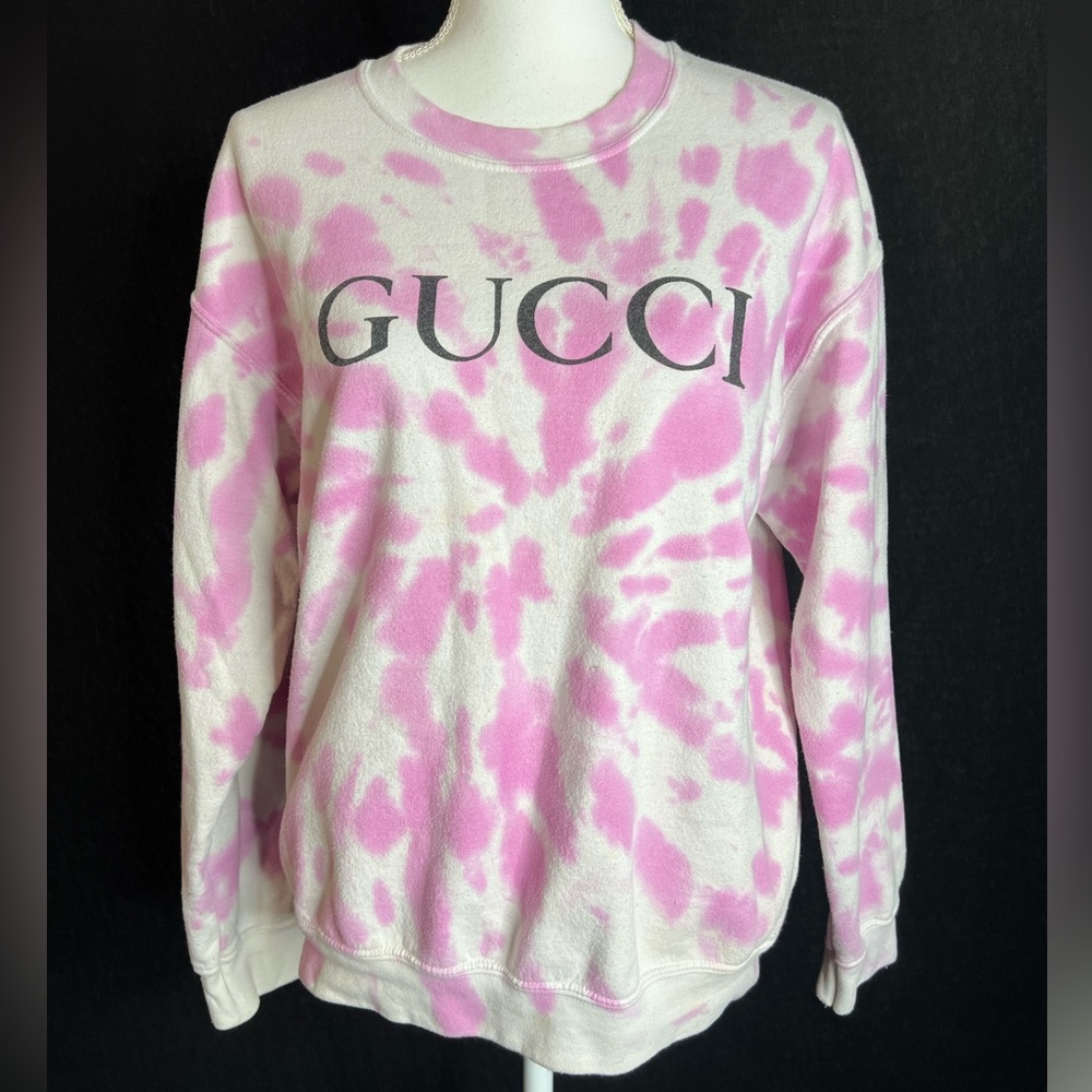 Yo mamas bootleg White & Pink Tie-Dye Logo Crewneck Sweater